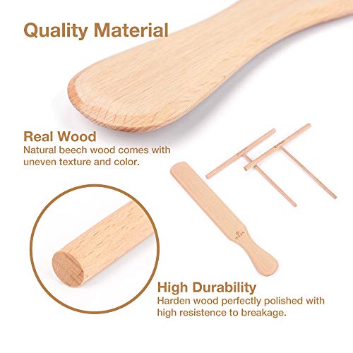 iSiLER Beechwood Crepe Spreader and Spatula Set, 2 Pieces 7 inches Crepe Spreaders, 1 Piece 11.4 inches Crepe Spatula