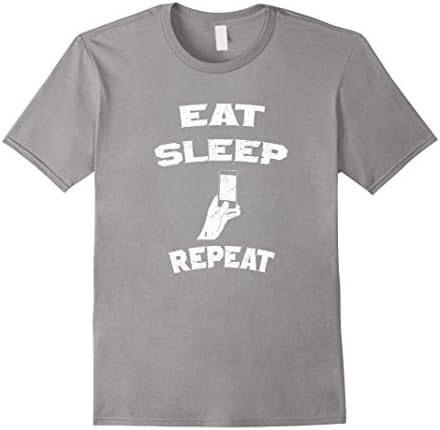 Mens Eat Sleep Smartphone Repeat T-Shirt Funny 3XL Slate