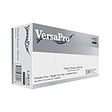 VersaPro 115L100 Vinyl Exam Gloves, Powder-Free, Large (Box of 100)