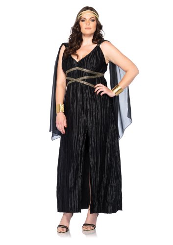 Leg Avenue Plus-Size Plus Size Goddess Dress with Drape Shoulder Cuffs Headpiece