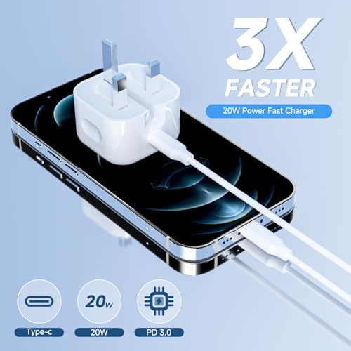 USB C Plug Fast Charge 20W,[apple MFi Certified] iPhone Charger Fast Charge for iPhone 17 16 15 14 13 11 Pro Max Plus,iPad,Samsung Type C Adapter Fast USB c Charger UK Adapte 2-Pack
