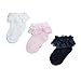ESTAMICO Baby Girls Frilly Lace Ruffle Socks 3 Pack, 0-6 Months