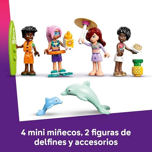 Friends Aventura en el Barco de Viaje - Barco de Juguete con Vela - 4 Mini Muñecos, 2 Figuras de Delfines y Accesorios Inc. Motos de Agua - Regalo de Cumpleaños para Niñas de 8+ Años 42664