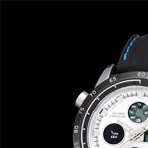 Gotd Sport Watch Luxury Double Display Cold Light Electronic Waterproof Watches Gifts Alarm function. Date and Time. Stopwatch timing. Luminous display. Long-life battery. (White)