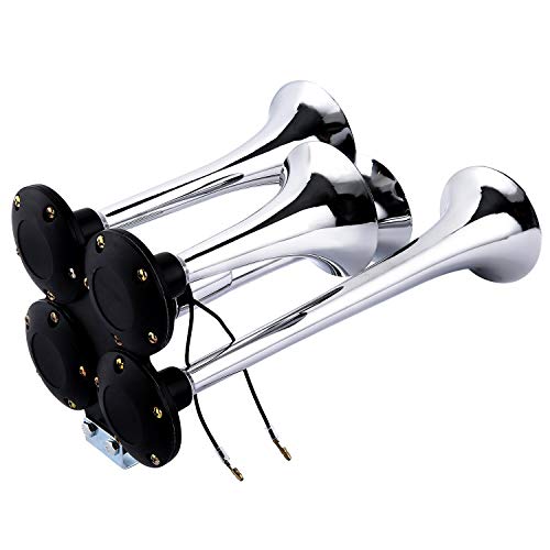 150DB Super Loud Train Horns kit for Trucks, 4 Air Horn Trumpet for Car Truck Train Van Boat, with 120 PSI 12V Compressor and Gauge (120 PSI 12V -Black) - Thumbnail 7