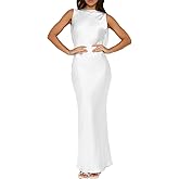 Summer Satin Backless Boat Neck Maxi Dress for Women 2026 Elegant Silk Sleeveless Wedding Guest Dresses