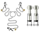 Nipple Clamps Chains with Bells and Nipple Correction Cups Nipplesuckers Nipple clips Set