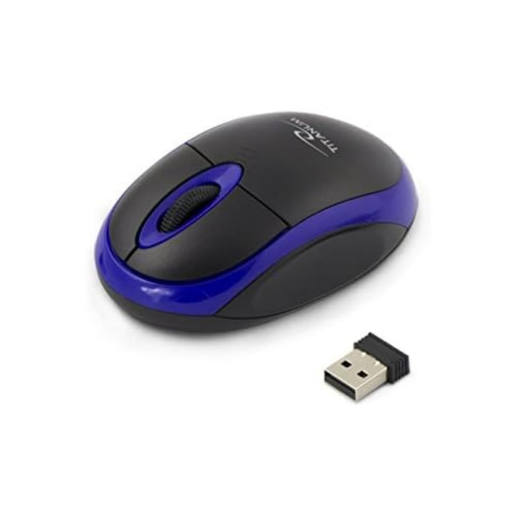 Titanum Wireless Computer Mouse with USB Wireless Receiver (Small & Handy, 3 Buttons, Scroll Wheel, 1000dpi, Blue