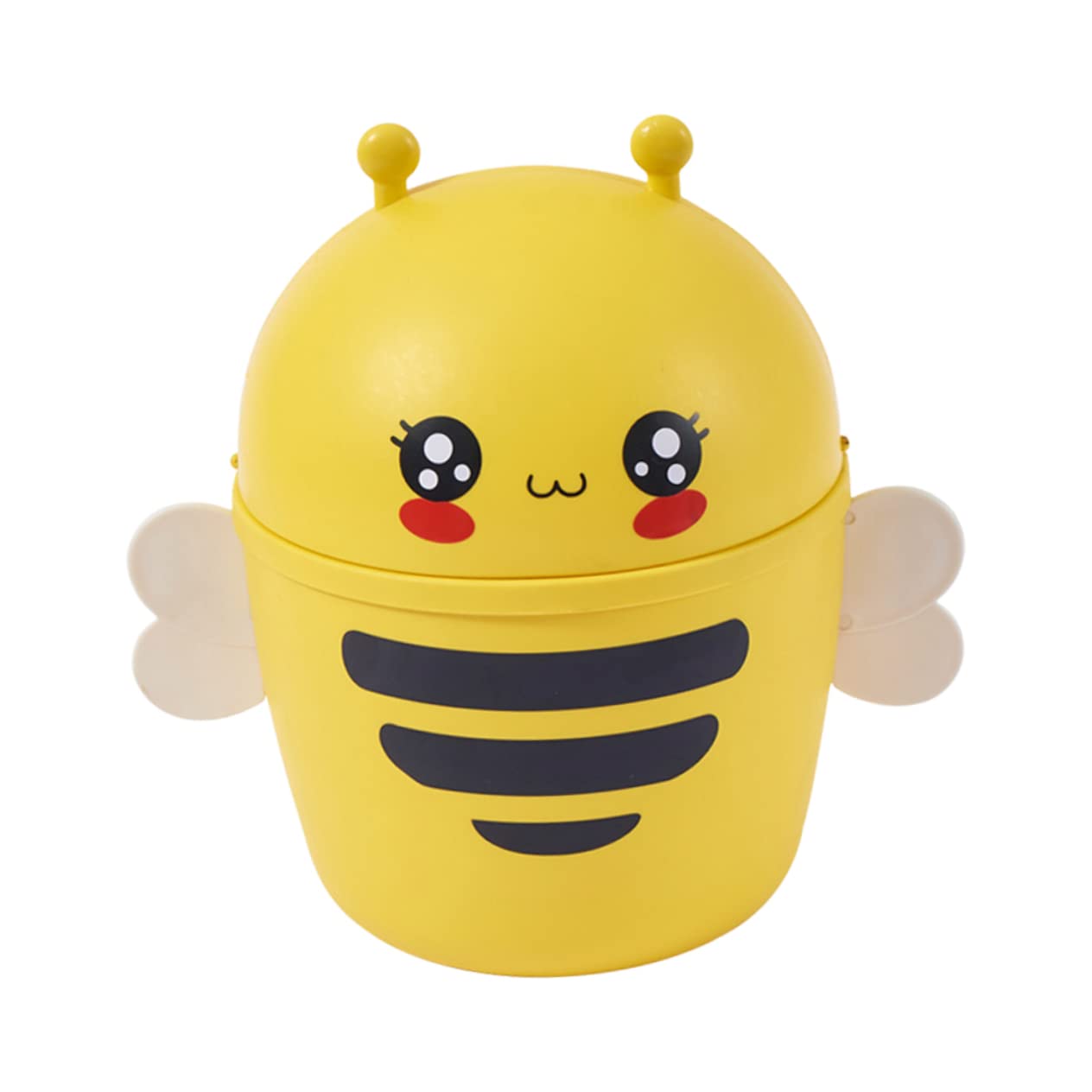 Healeved Bee Mini Garbage Car Trash Can Office Trash Can Metal with Lid Bins with Lids Cup Holder for Car Desktop Garbage Storage Can Mini Trash Bin Plastic Vase Metal