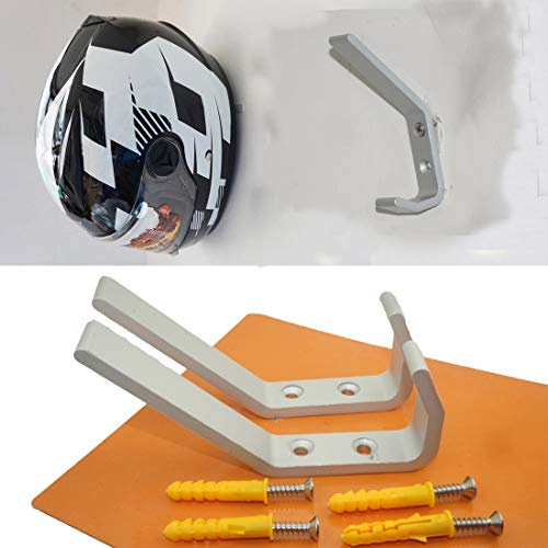 (Pack of 2)Motorcycle Helmet Holder, Jacket Hanger, Motorbike Wall Mount Display Rack Hoook,Wall Mounted Equestrian Helmet Storage Rack,STAINLESS STEEL,with mounting screws(no Helmet)