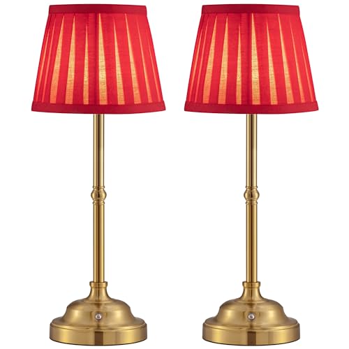 Visdanfo LED Table Lamp Set of 2 Dimmable Vintage 4000mAh Battery Operated Indoor Outdoor
