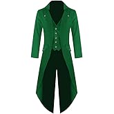 Makkrom Mens Steampunk Gothic Jacket Victorian Tailcoat Vintage Halloween Costume Tuxedo Coat Uniform