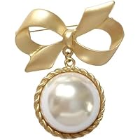 Just Follow Cute Pearl Flower Brooch Pin,Bowknot Bow Tie Suit Pin Pearl Silk Scarf Buckle Daisy Flower Brooch Jewelry For Women Birthday Gifts (Bow Brooch