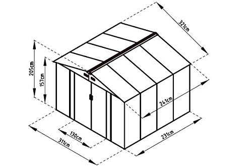 GARDIUN KIS12962 – Häuschen aus Metall, 7,74 m², außen, 241 x 321 x 205 cm, verzinkter Stahl, Anthrazitgrau – Bild 6