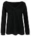 UGET Women's Casual Autumn V Neck Loose Knit Pullover Tops Sweater Jumper Asia XL Black