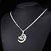 U7 Cresent Moon Pendant with Rhinestone Islamic Muslim Jewelry Women Platinum Plated Chain Allah Necklace