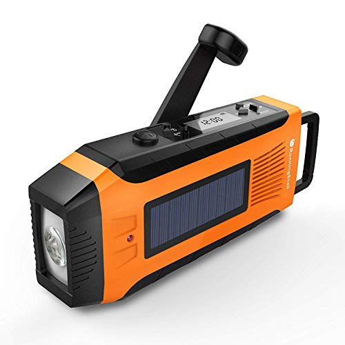 RunningSnail AM/FM NOAA Weather Emergency Solar Digital Crank Radio with 3W LED Flashlight, SOS Alarm & 2000MAh Power Bank(Orange) …