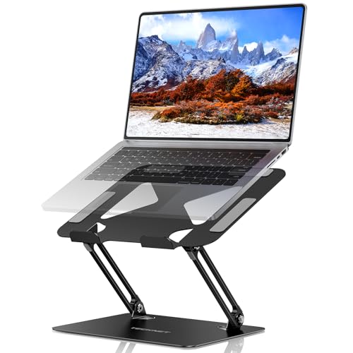 TECKNET Laptop Stand, Foldable Laptop Stand, Ergonomic Laptop Stand, Metal Laptop Holder, Notebook Stand Compatible with 10-17.3 Inch Laptop, Black