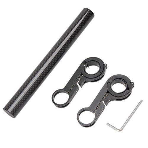PGMJ 7.88"/31.8MM Bicycle Double Handlebar Extensions Bike Mounts Carbon Fiber Bracket with Bicycle Front Light Clamp(Black)