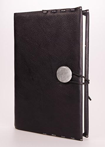 Refillable Kodiak Black Leather Journal with Concho + 220 Blank Pages 5.5" x 8.5" (JM-49)