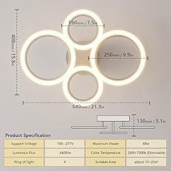 OUQI Modern LED Ceiling Light Dimmable Remote