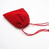 Niwota 50pcs Drawstring Closure Flannel Gift Bag Jewelry Storage Pouch Holder (Red) (7*9cm)