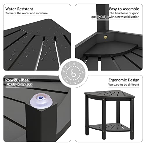 Bamboo Corner Shower Bench Waterproof Stool with SpaceEfficient