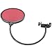 Neewer NW(B-3) 6 inches Studio Microphone Round Shape Wind Pop Filter Mask Shield with Stand Clip, Red Dual Layer Fabric Mesh Microphone Guard Shield, 360° Flexible Gooseneck Holder(Red Filter)