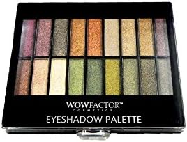 Wow Factor Cosmetics Eyeshadow Palette - 18 Colors Shimmer Pigmented Long Lasting Holiday Looks (Green/Brown)
