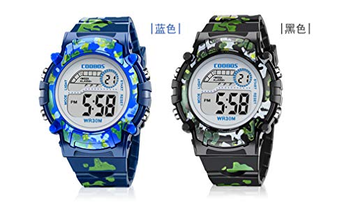 TMROW Sport Watch 7 Colorful LED Lights and Detachable Watchband Kids Watch Sport Camouflage Waterproof Multi Function Digital Wristwatch Outdoor Kids Digital Watch - Thumbnail 3
