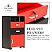 Barberpub Locking Rolling Beauty Salon Trolley Cart Hair Dryer Holder Stylist Equipment Drawer (Black&Red)