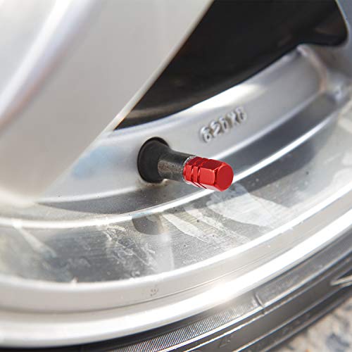 MENOLY Tire Valve Caps (20 Pack) Heavy-Duty Stem Covers (Dustproof, O Rubber Seal, Aluminum Alloy, Hexagon Design) - Red - Thumbnail 4
