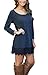 MiYang Women's Long Sleeve A-line Lace Stitching Trim Casual Dress M Blue