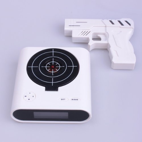 Infrared Wireless Target Gun Alarm Clock with LCD Screen