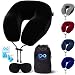 Everlasting Comfort Travel Pillow - 100% Pure Memory Foam Neck Pillow - Includes Eye Mask and Earplugs (Black) primary