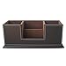 KINGFOM™ Double Holder Wood Leather Multi-Function Desk Stationery Organizer Dark Brown