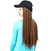 21″ Baseball Cap With Synthetic Hair Extensions Long Straight Hairpiece Wig with Adjustable Black Baseball Hat with Hairthumb 3