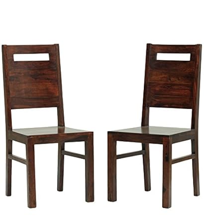 ANGEL FURNITURE Everson Sheesham Wood Dinning Chair In Walnut Finish - Set of 2
