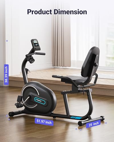 MERACH Recumbent Exercise Bike Cardio Equipment, Stationary Bike with Smart Bluetooth and Exclusive App Connectivity Stepper, LCD, Heart Rate Handle,Elliptical Cross Trainer Magnetic Recumbent Cycle