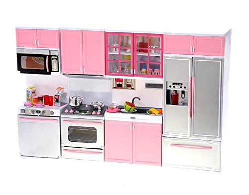 PowerTRC Kids Battery Operated Modern Kitchen Playset Great for Doll Toys