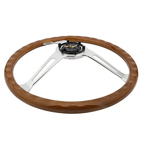 Universal 380mm 15" Inch Grant Classic Nostalgia Style Wood Grain Steering Wheel with Horn Kit - Thumbnail 4