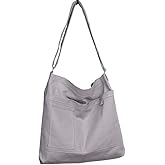 Economical Cotton Canvas Tote Bag,Women Hobo Shoulder Bag Crossbody Handbag with 3 External Pocket,Zipper Closure