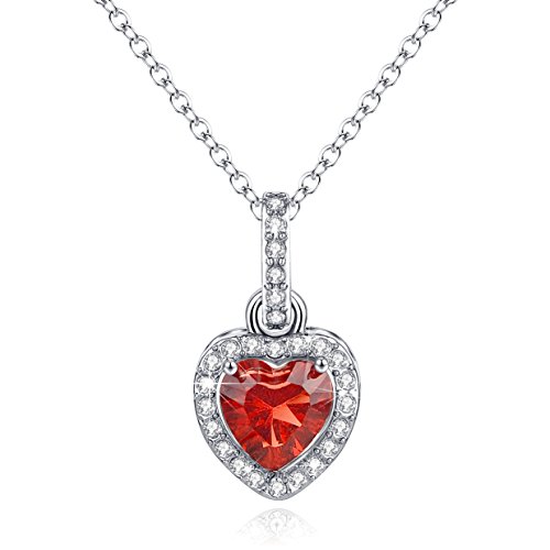 Love Heart Necklace Pendant Simulated Ruby Birthstone July Valentine s Day Gifts For Wife Girlfriend Birthday Jewelry Gifts for Women Girlfriend Wife Anniversary Gifts for Her Romantic Gifts For Her