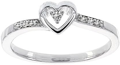 Sterling Silver .06ct Diamond Promise Heart Ring (I-J I1-I2)