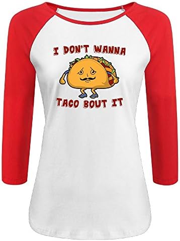 Luyudong I Don't Wanna Taco Bout It The Sleeves Of The Woman's Sleeve Shoulder XL Red