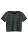 SweatyRocks Women's Short Sleeve Striped Crop T-Shirt Casual Tee Tops Green L