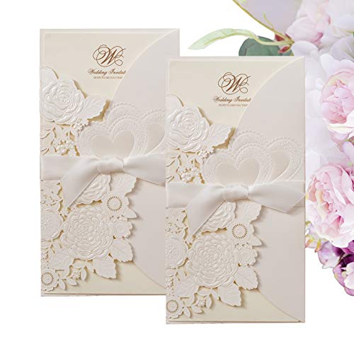 Gold Fortune Laser Cut Quinceanera Wedding Invitations with RSVP Cards Kit and Envelopes for Party Favors (CX075 White) - Thumbnail 7