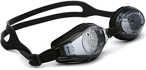 VIENNAGE Kids and Adult Swim Goggles,Classic Anti-Glare Lens - 3 Piece Adjustable Nose Bridge UV Protection, 100% Silicone, Hypoallergenic, Waterproof, Soft, Comfortable. (Black)