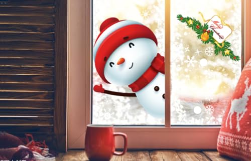 130PCS Christmas decoratives Window Stickers, Holiday Snowflake Santa Claus Reindeer Stickers