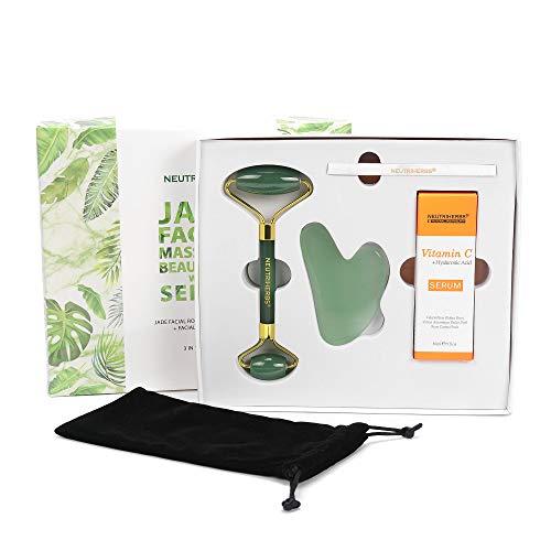 NEUTRIHERBS Jade Roller and Gua Sha Set for Face with Vitamin C Serum (3 in 1 Kit) Facial Massage Skin Care for Eye… - Image 6